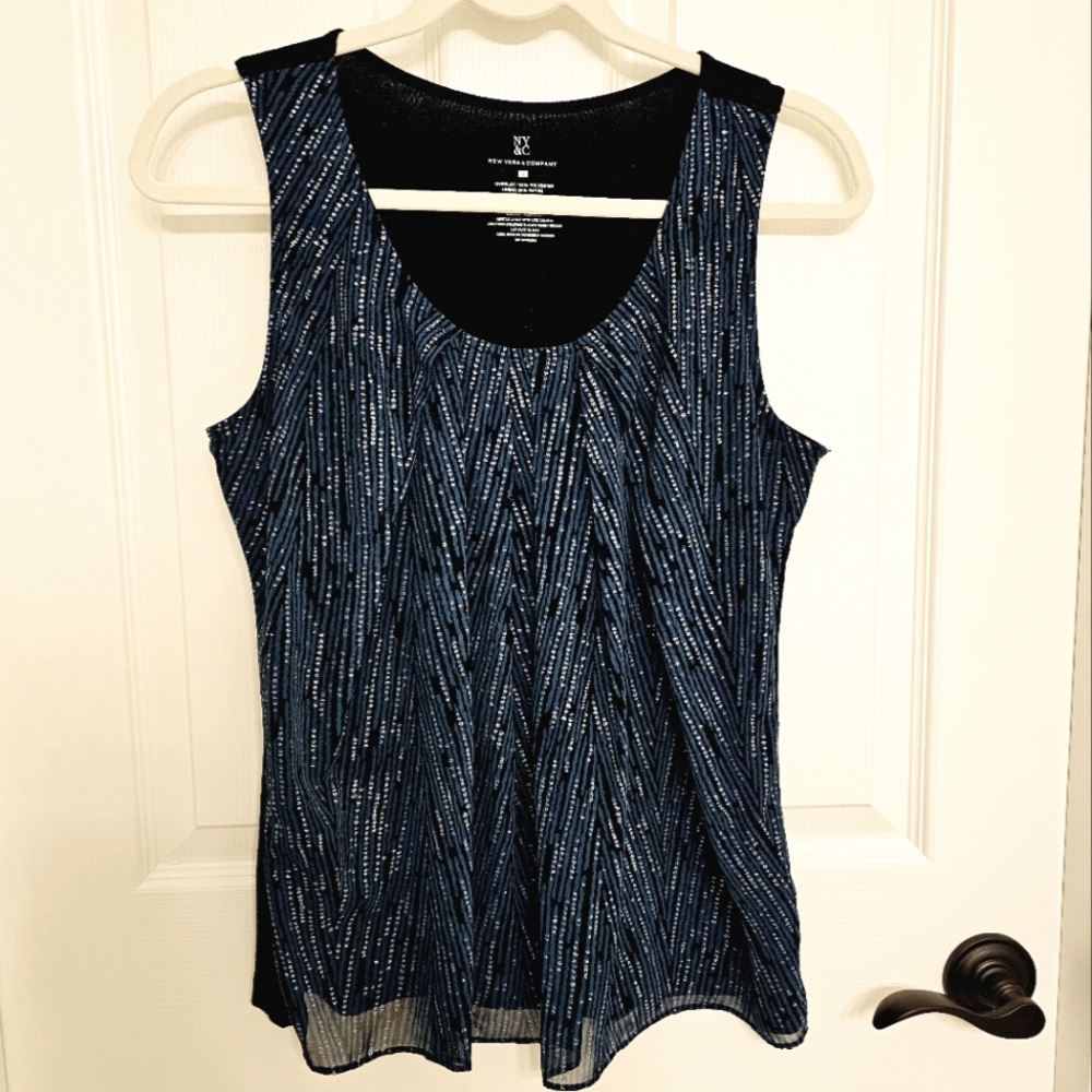 New York & Company Sleeveless Blouse- Blue- Medium